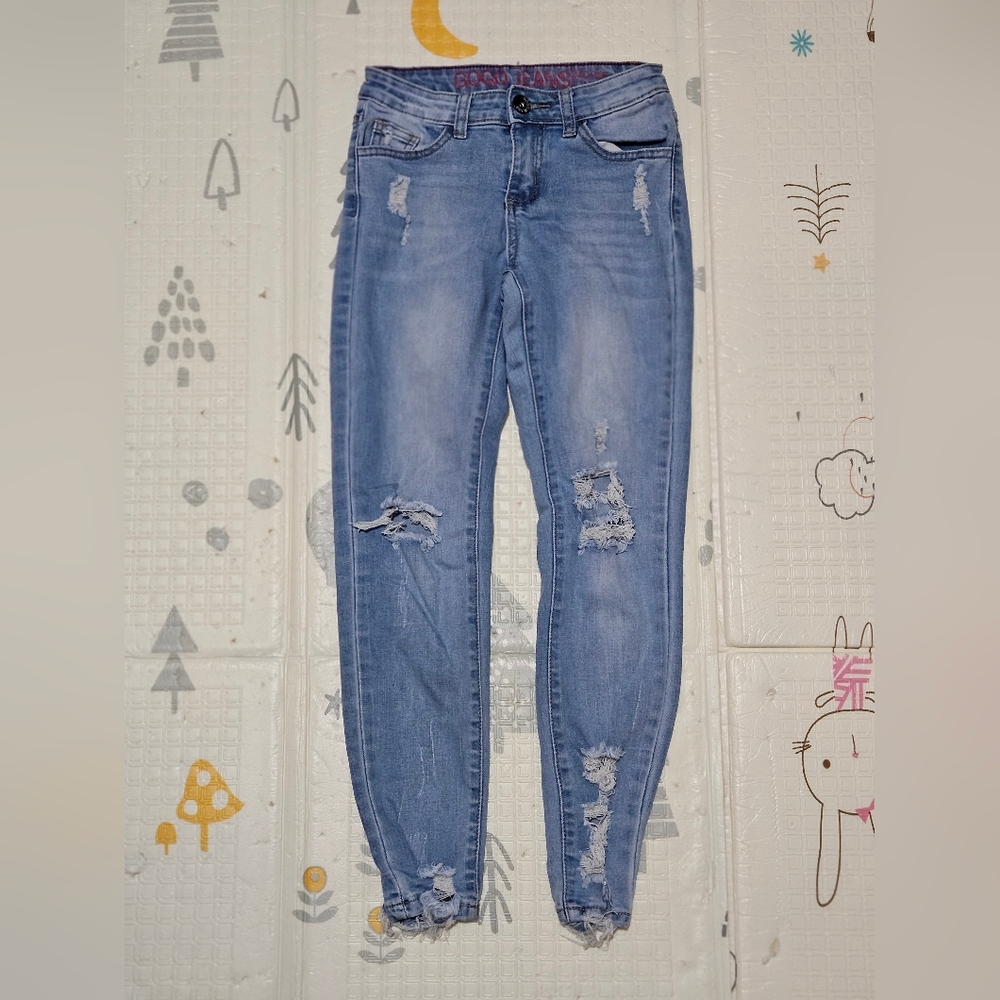 Zara Blue Skinny Jeans with Distressed Details